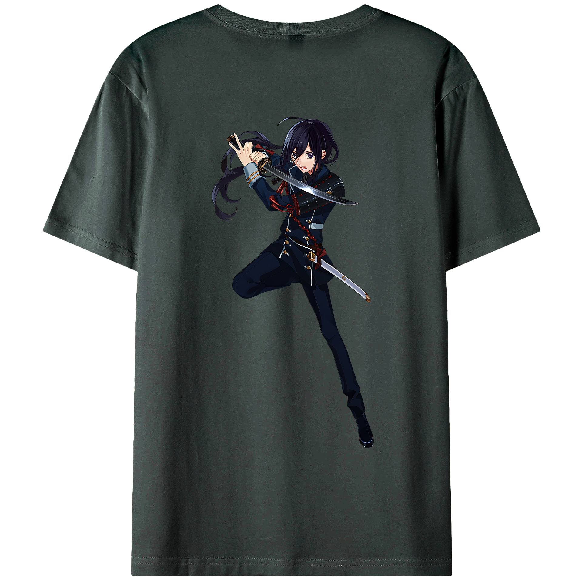 （画像用） 刀剣乱舞 Touken Ranbu 綿100％ メンズ半袖Tシャツ（バックプリント） 通気性